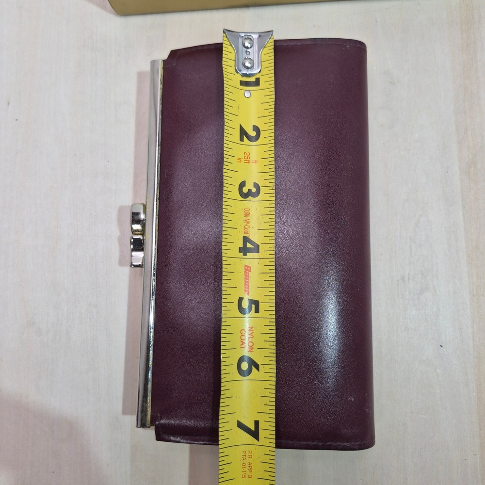 Vintage Princess Gardner Burgundy Leather French Purse Kiss Lock Trifold Wallet - Picture 7 of 7